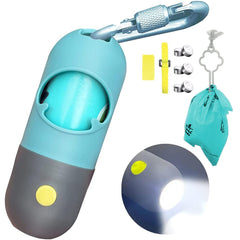Infinite Node dog poop bag dispenser in Crystal Blue with LED for safer night walks.