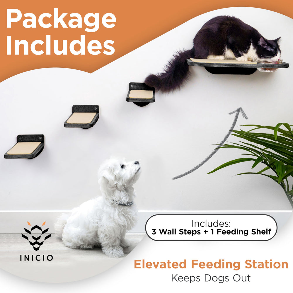 INICIO cat wall shelves 3-step birch design sturdy and stylish for climbing