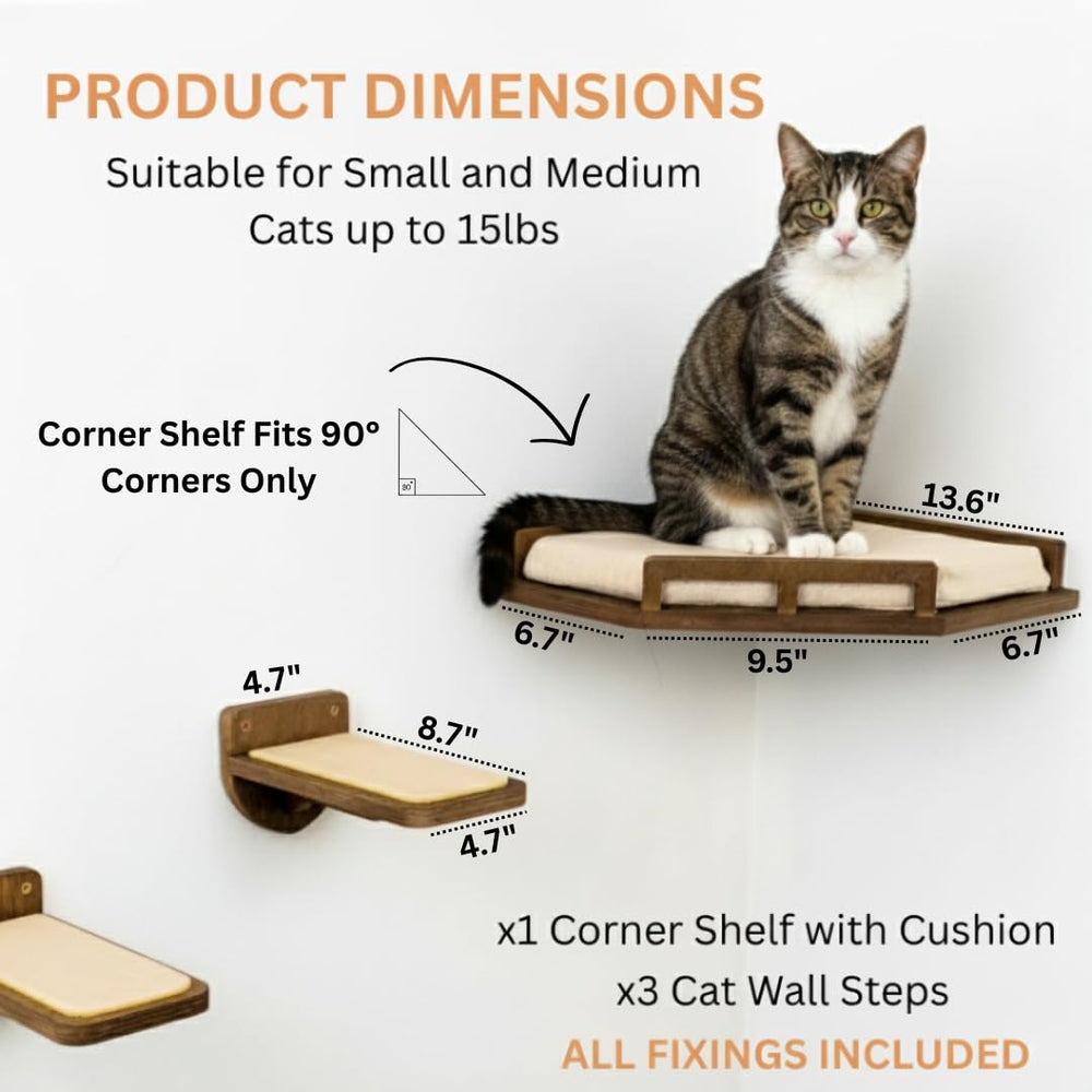 INICIO cat wall shelves birch wood material highlights natural warmth and durability.