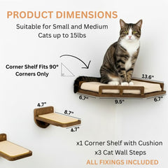 INICIO cat wall shelves birch wood material highlights natural warmth and durability.