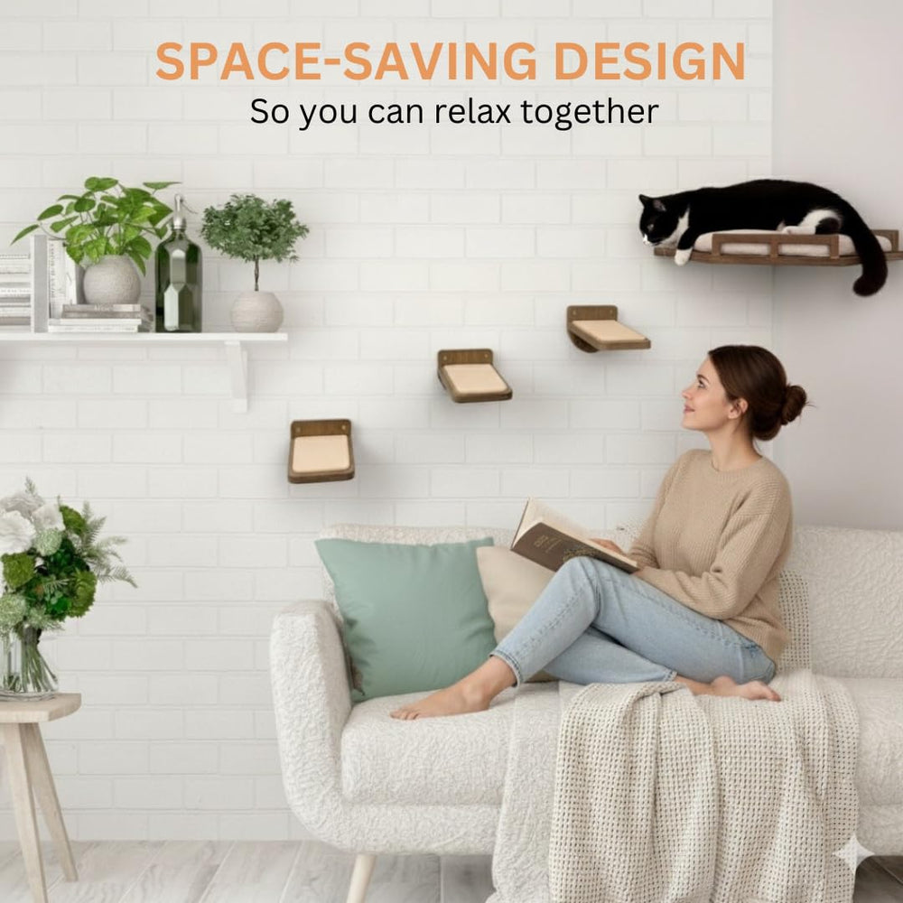 INICIO cat wall shelves cushioned perch offers cozy lounging and easy washing.