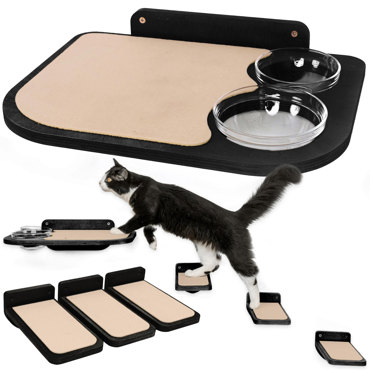 INICIO cat wall shelves dog-proof feeding station mounted on wall for peaceful mealtimes