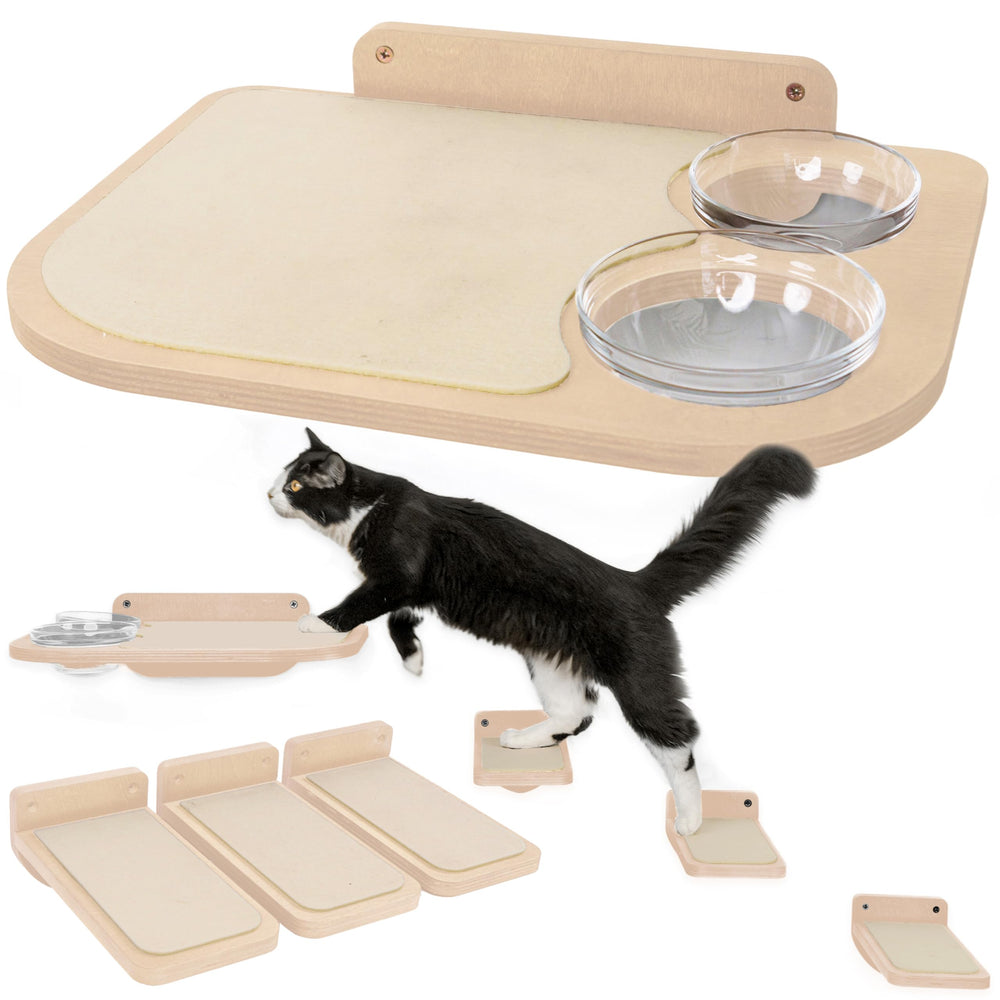 INICIO Cat Wall Shelves dog-proof feeding station mounted on wall for stress-free meals