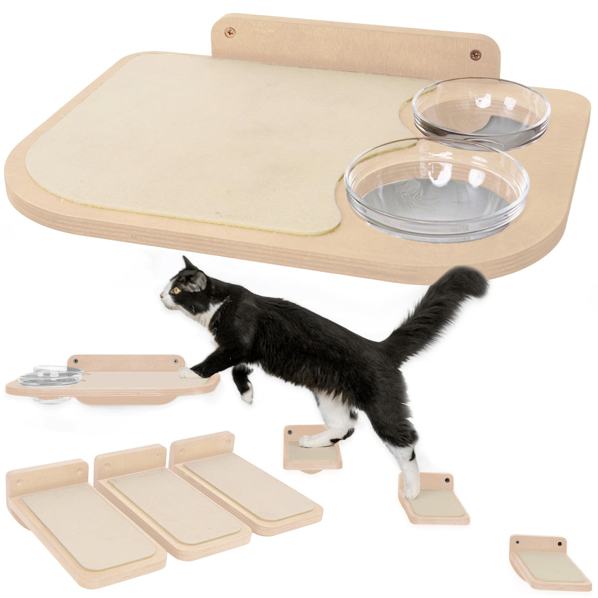 INICIO Cat Wall Shelves dog-proof feeding station mounted on wall for stress-free meals