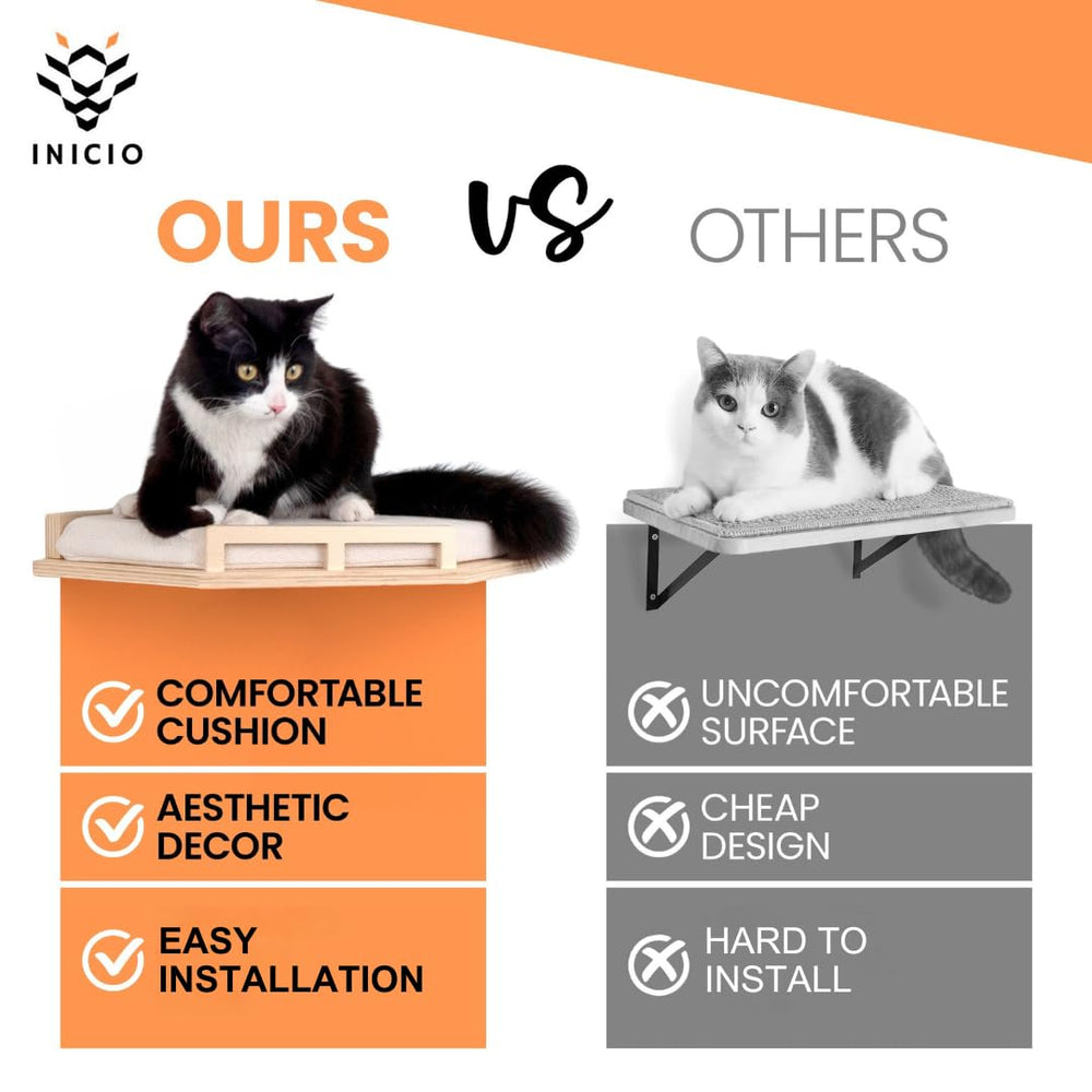 INICIO cat wall shelves cushioned perch close-up emphasizes soft, inviting surface