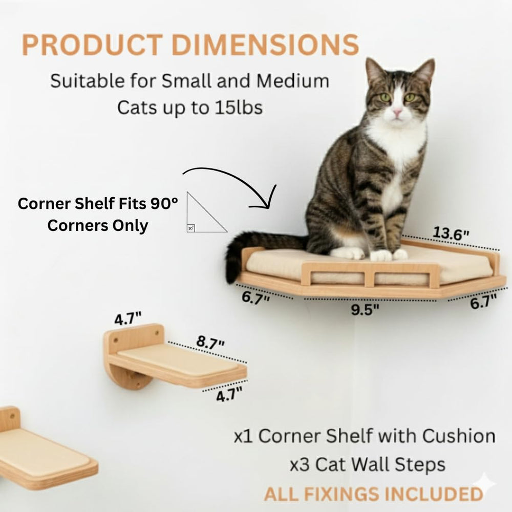 INICIO cat wall shelves sturdy design ensures secure wall-mounted play and lounging