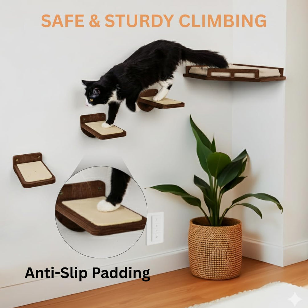 INICIO cat wall shelves sturdy frame supports cats safely during climbs.