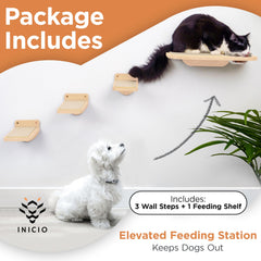 INICIO birch three-step shelf provides elevated cat steps with safe climbing