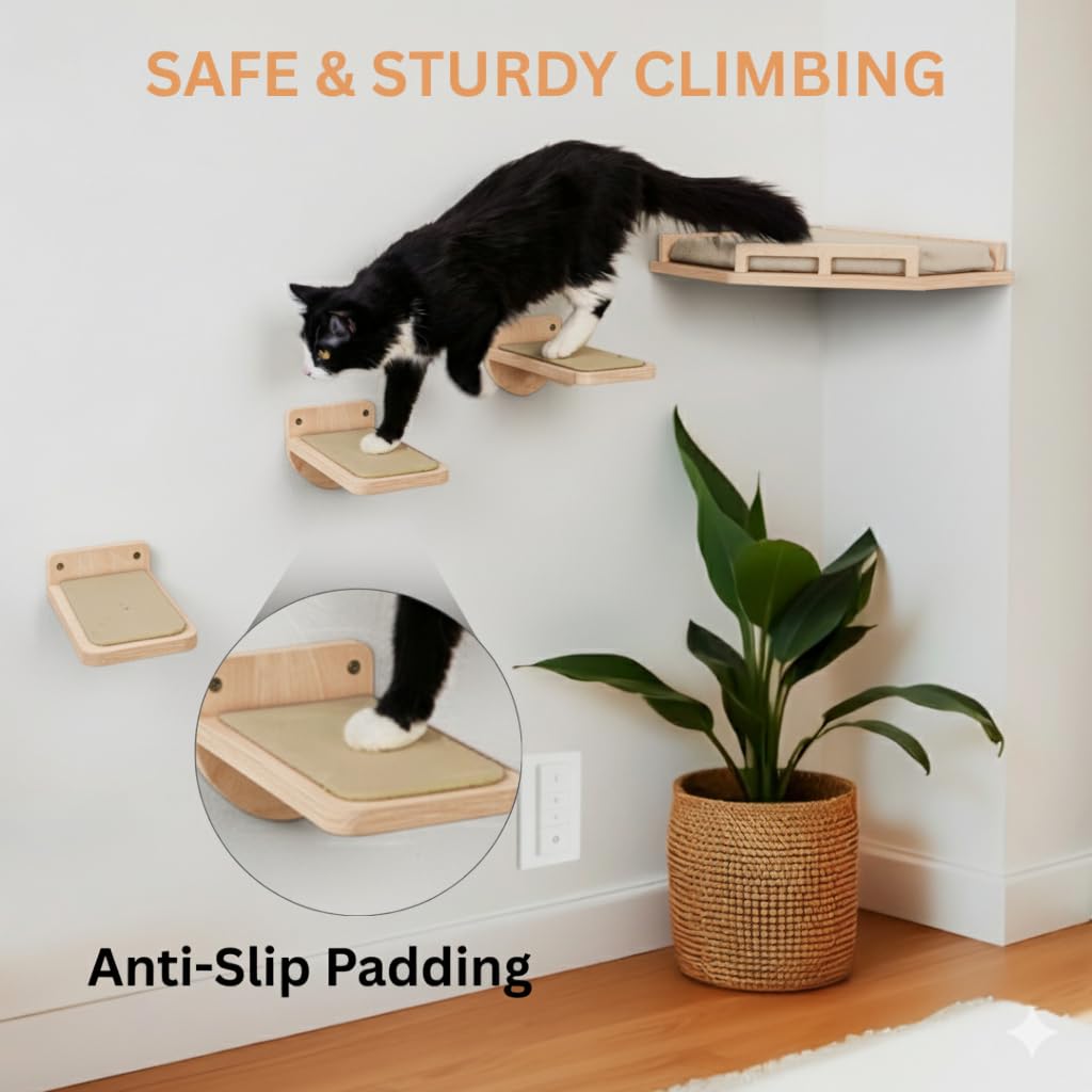 INICIO cat wall shelves wooden corner design maximizes space and supports comfy lounging
