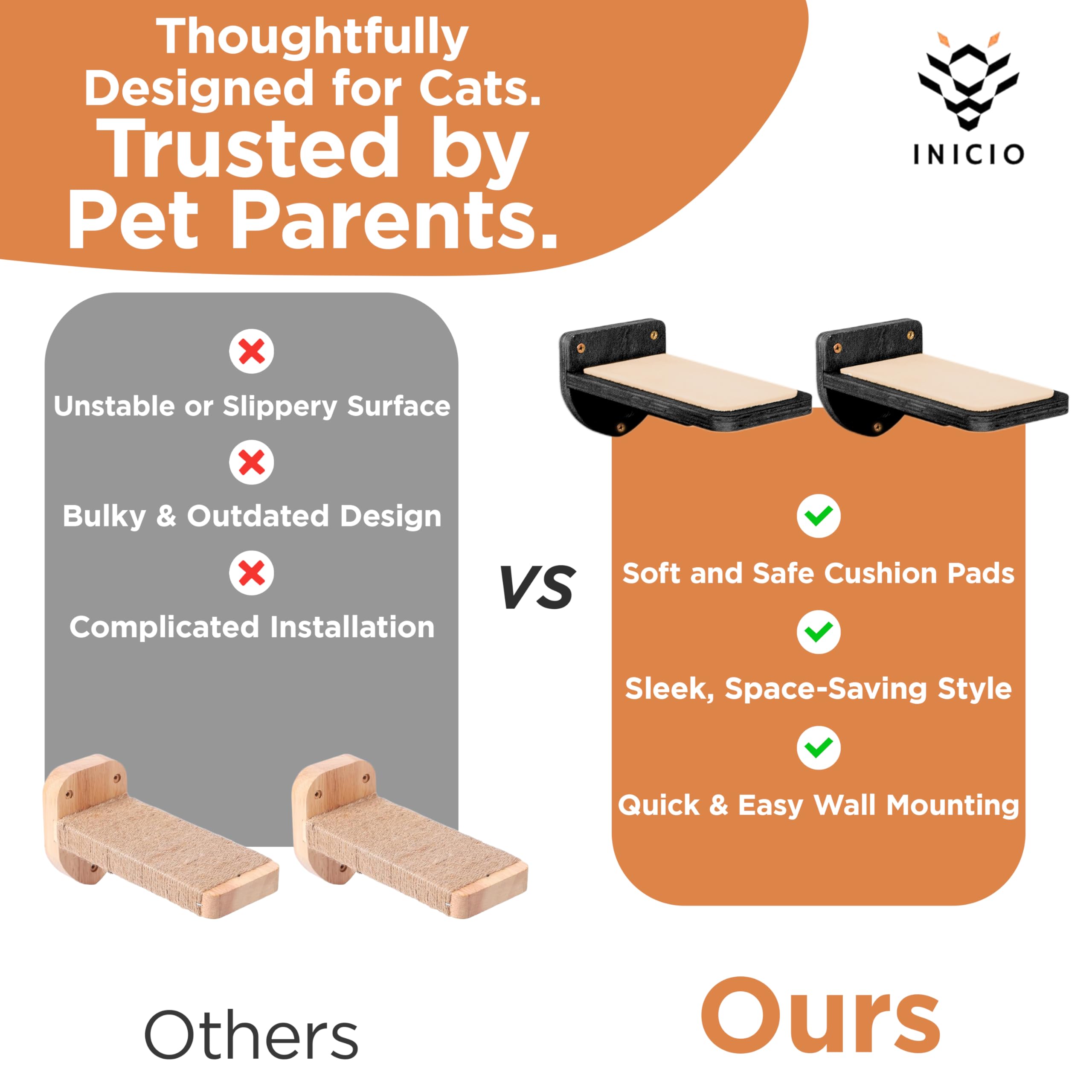INICIO Cat Wall Stairs cat perch for playful climbing and rest.