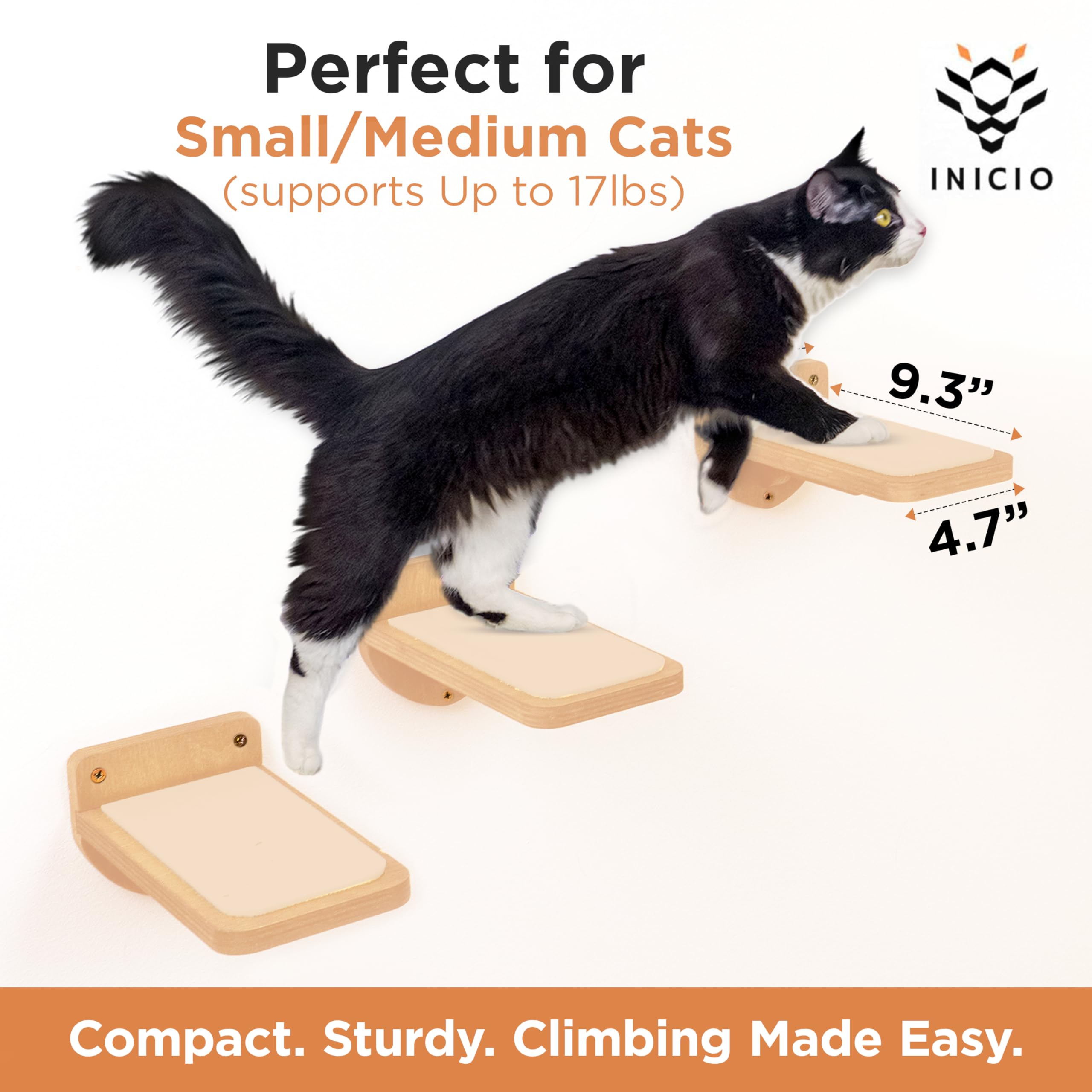 INICIO cat wall stairs installation with fixtures simplifies mounting on most walls.