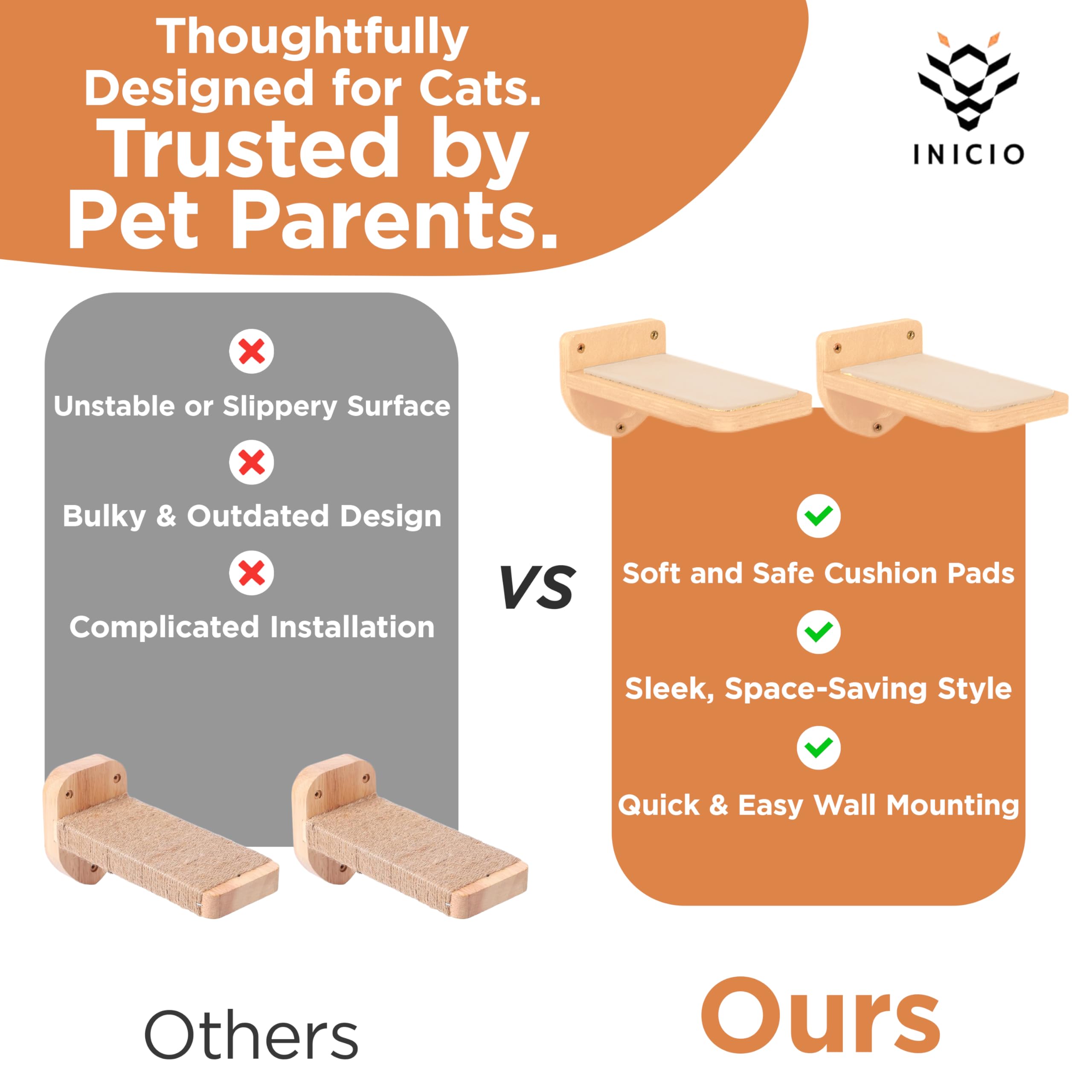 INICIO space-saving cat furniture keeps floors clear while promoting climbing.