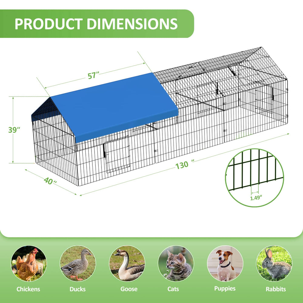 INJOPEXI metal chicken coop doors-locked design keeps flock safe