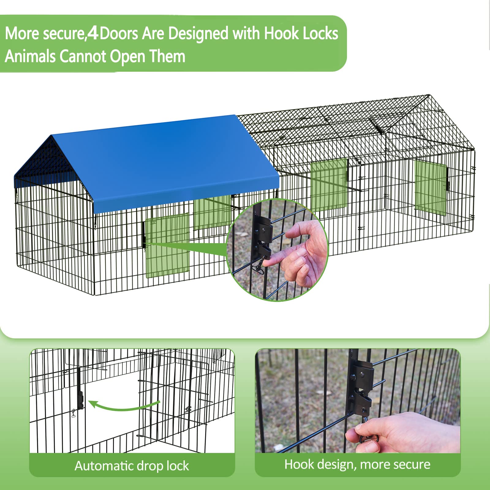 INJOPEXI metal chicken coop top-feeding door enables easy feeding