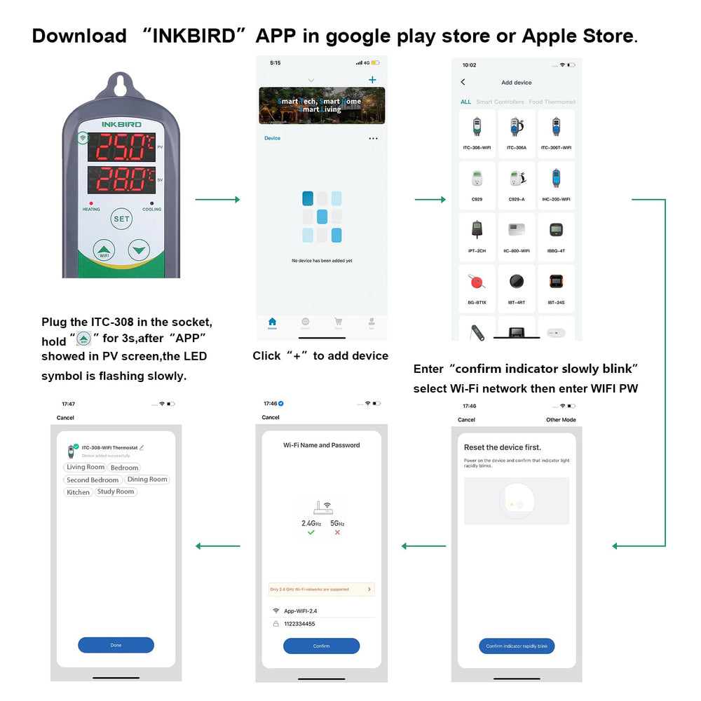 Inkbird ITC-308 alarms notify high and low temperatures for quick awareness.