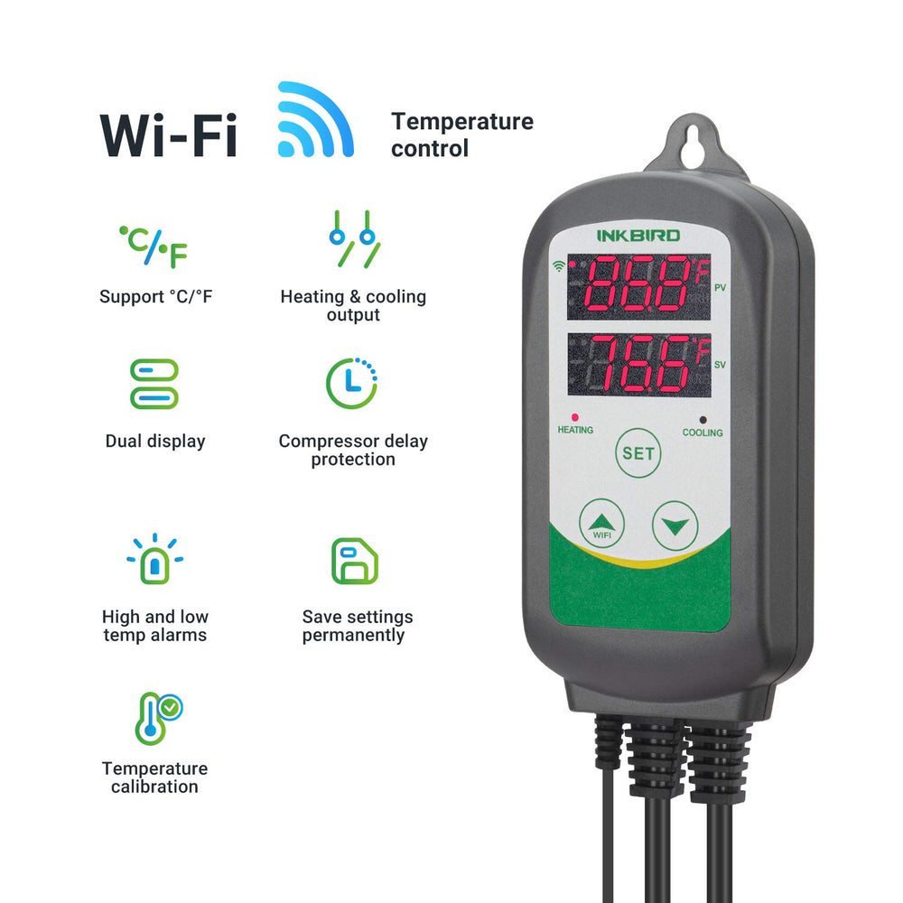 Inkbird ITC-308 wifi app control enables remote aquarium temperature management.