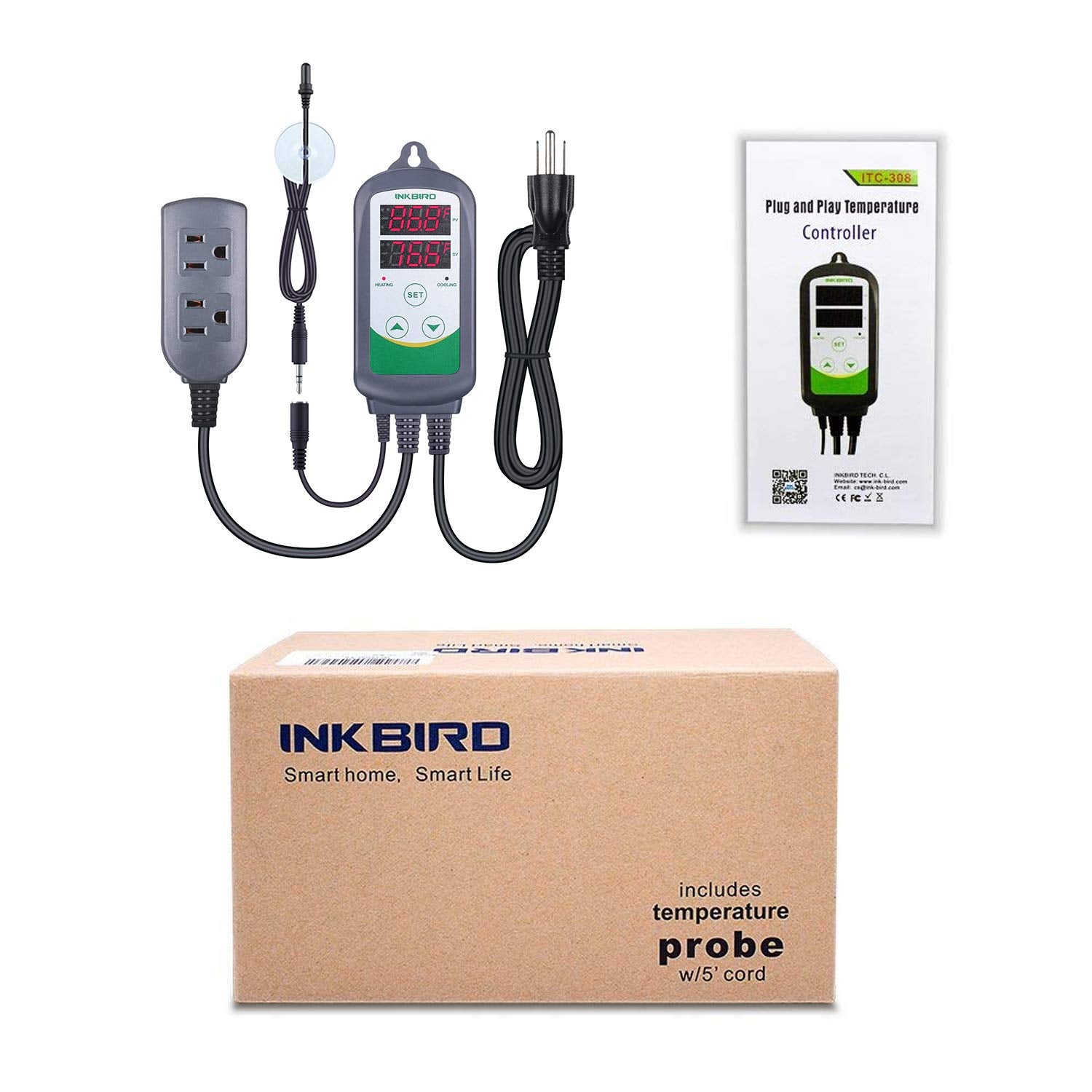 Inkbird ITC-308S compact front panel simplifies hardware installation.
