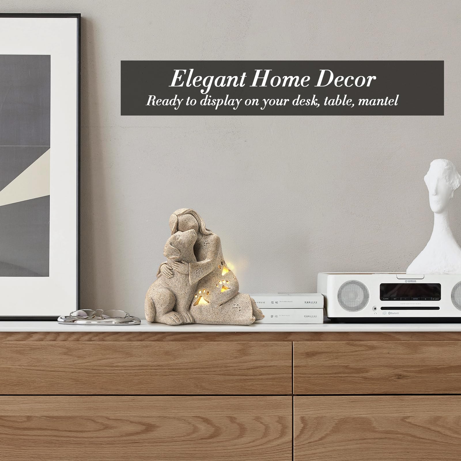 INLOMEM dog memorial gift granite-look sculpture for dignified home decor.