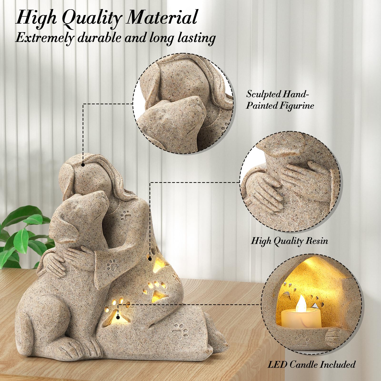 INLOMEM dog memorial gift hand-sculpted resin detail adds timeless keepsake value.