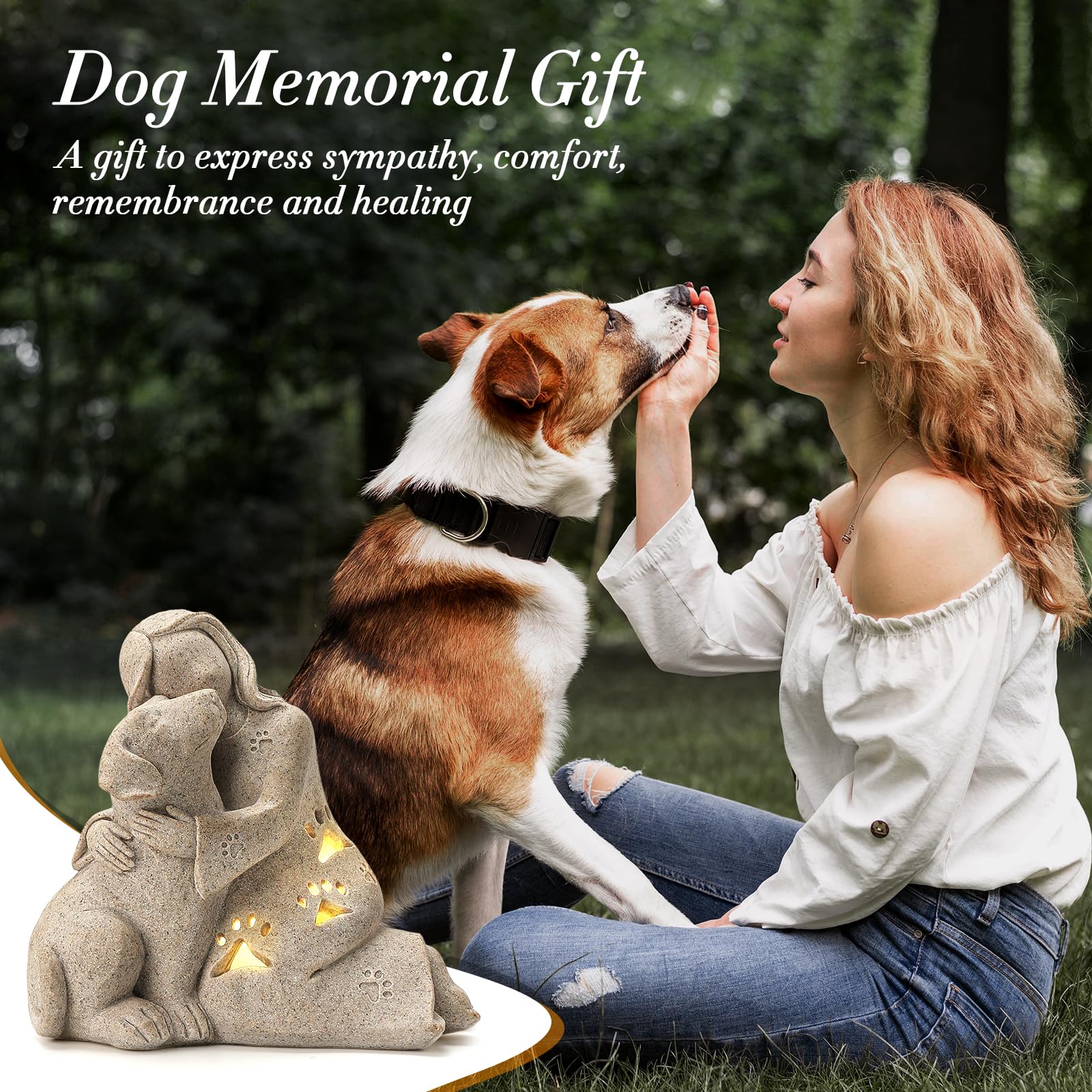 INLOMEM dog memorial gift LED candle glow creates a soothing ambience.