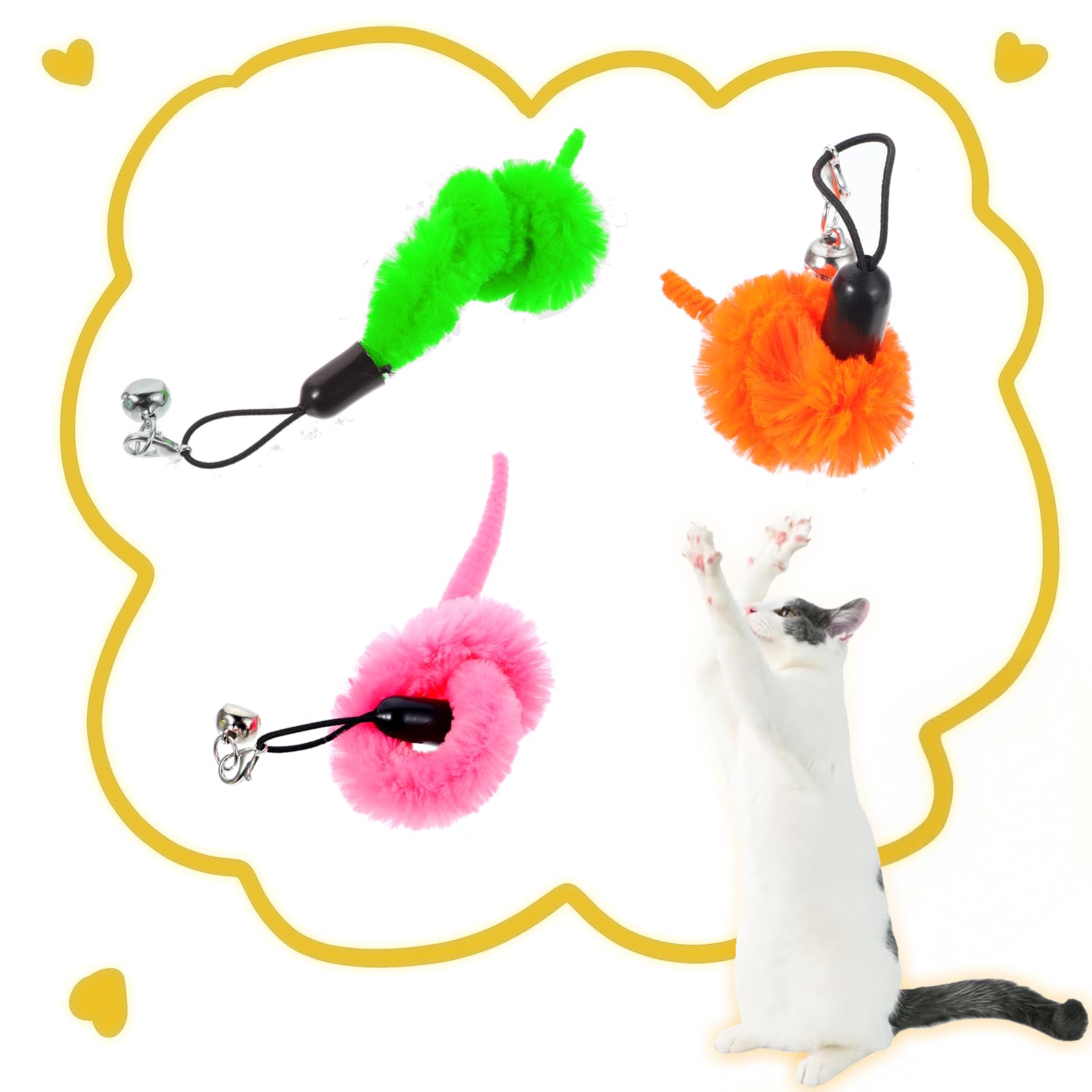 InnoHHustle indoor play session shows kitten chasing and pouncing with wand toys.