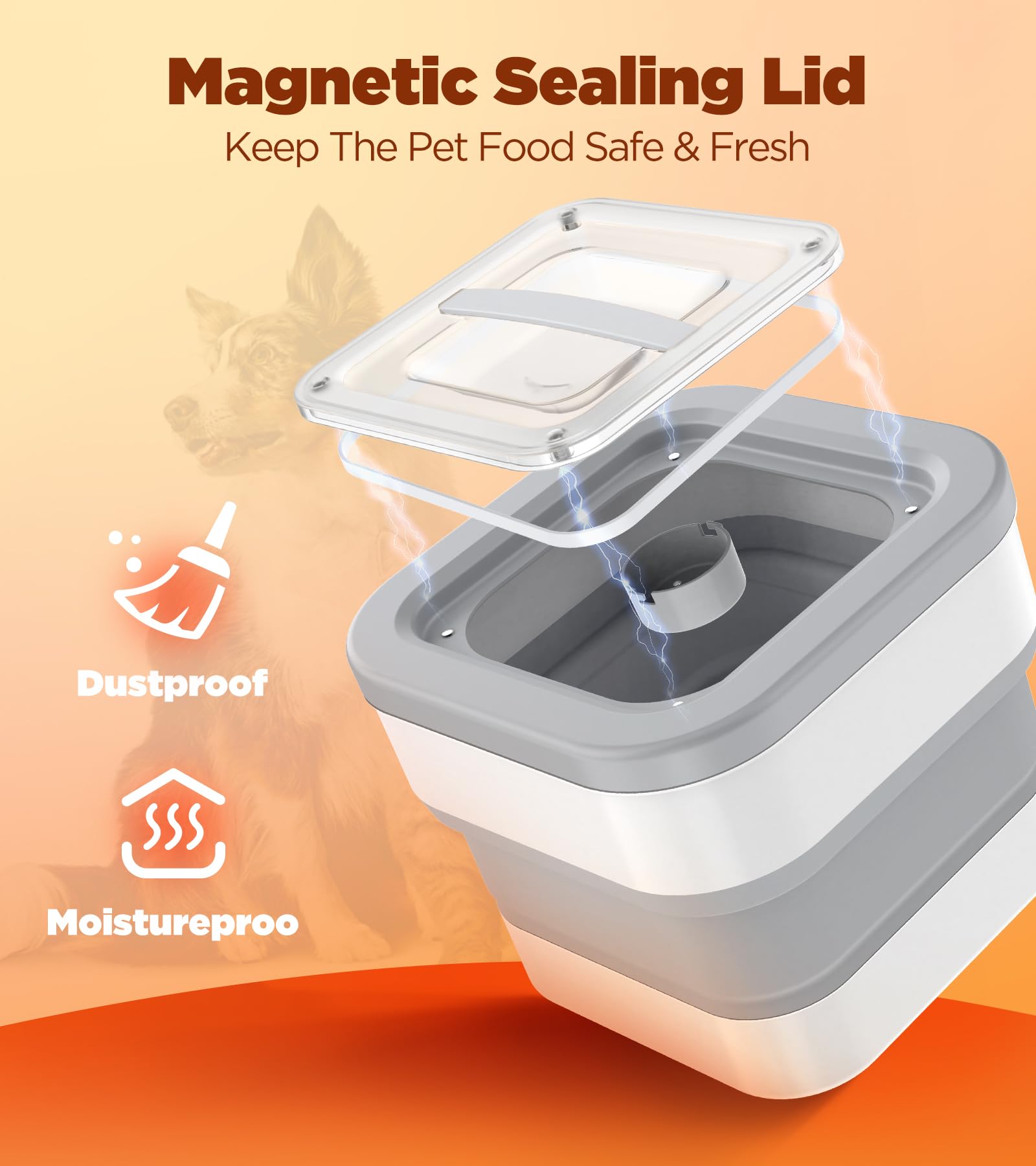 InnOrca collapsible container with magnetic lid for moisture control