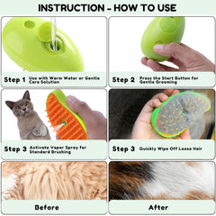 Innosel Cat Steam Brush - anti-static spray helps reduce flyaways during grooming.