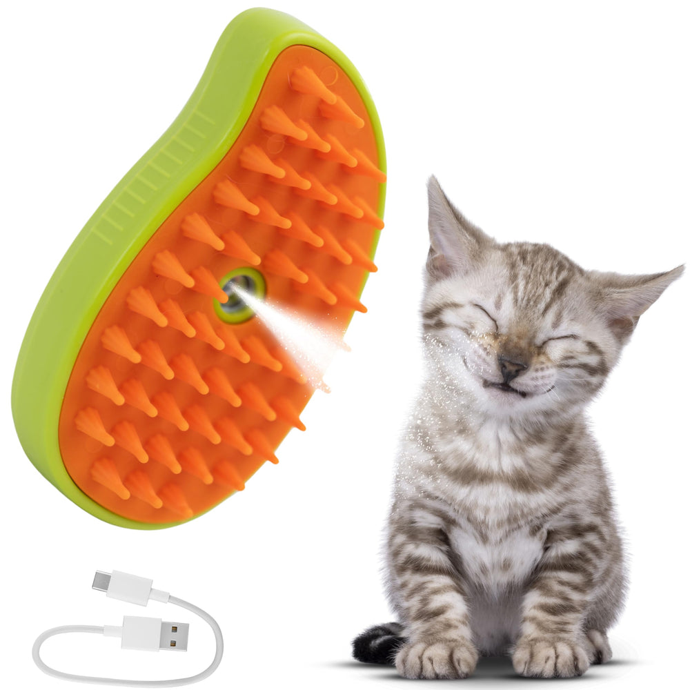Innosel Cat Steam Brush - ergonomic mango-shaped handle for comfortable all-season grooming.