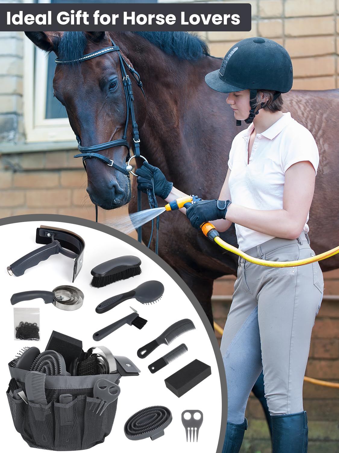 inoreal horse grooming kit mane-tail-brush shows detangling for polished mane and tail