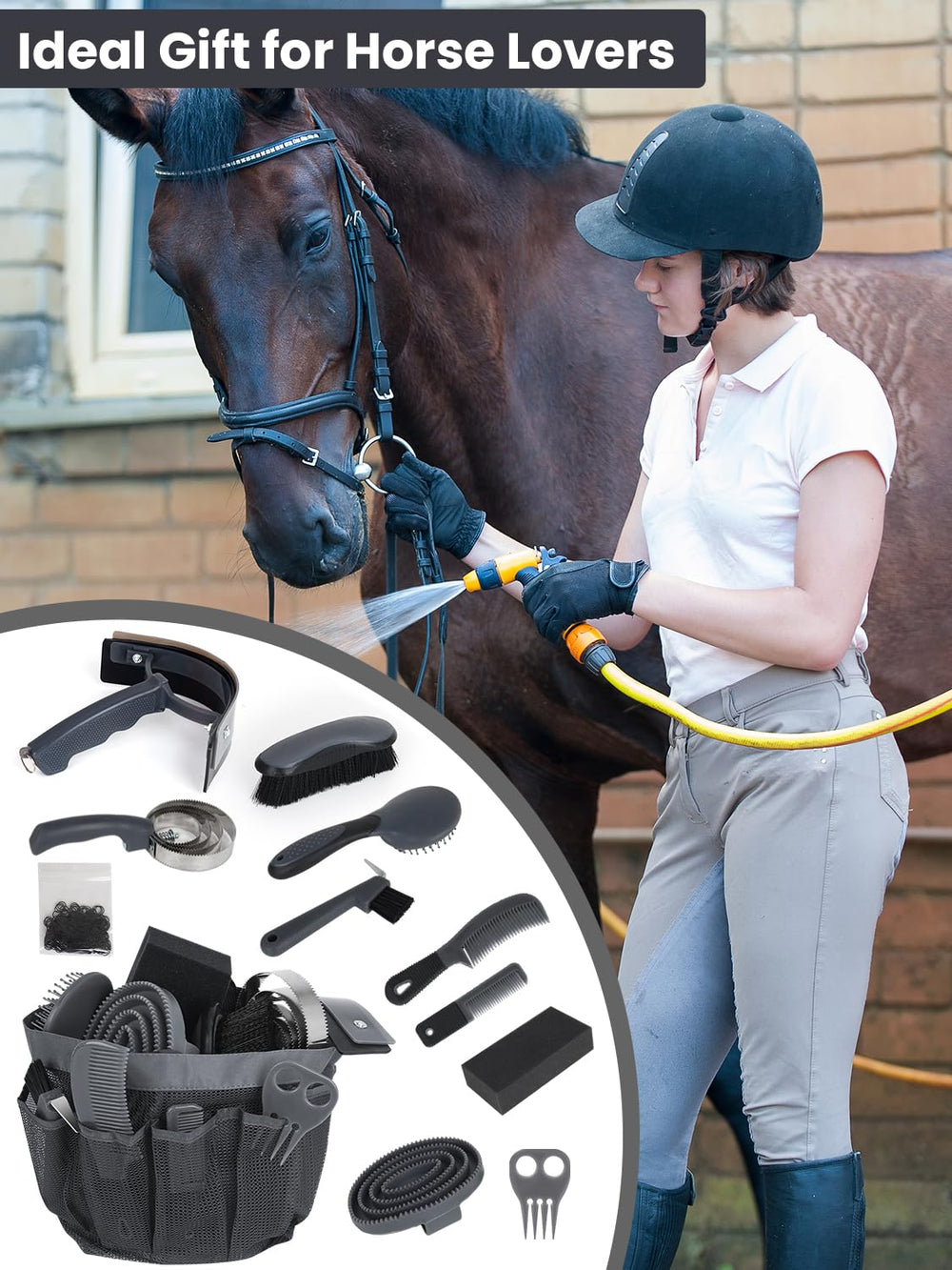inoreal horse grooming kit mane-tail-brush shows detangling for polished mane and tail