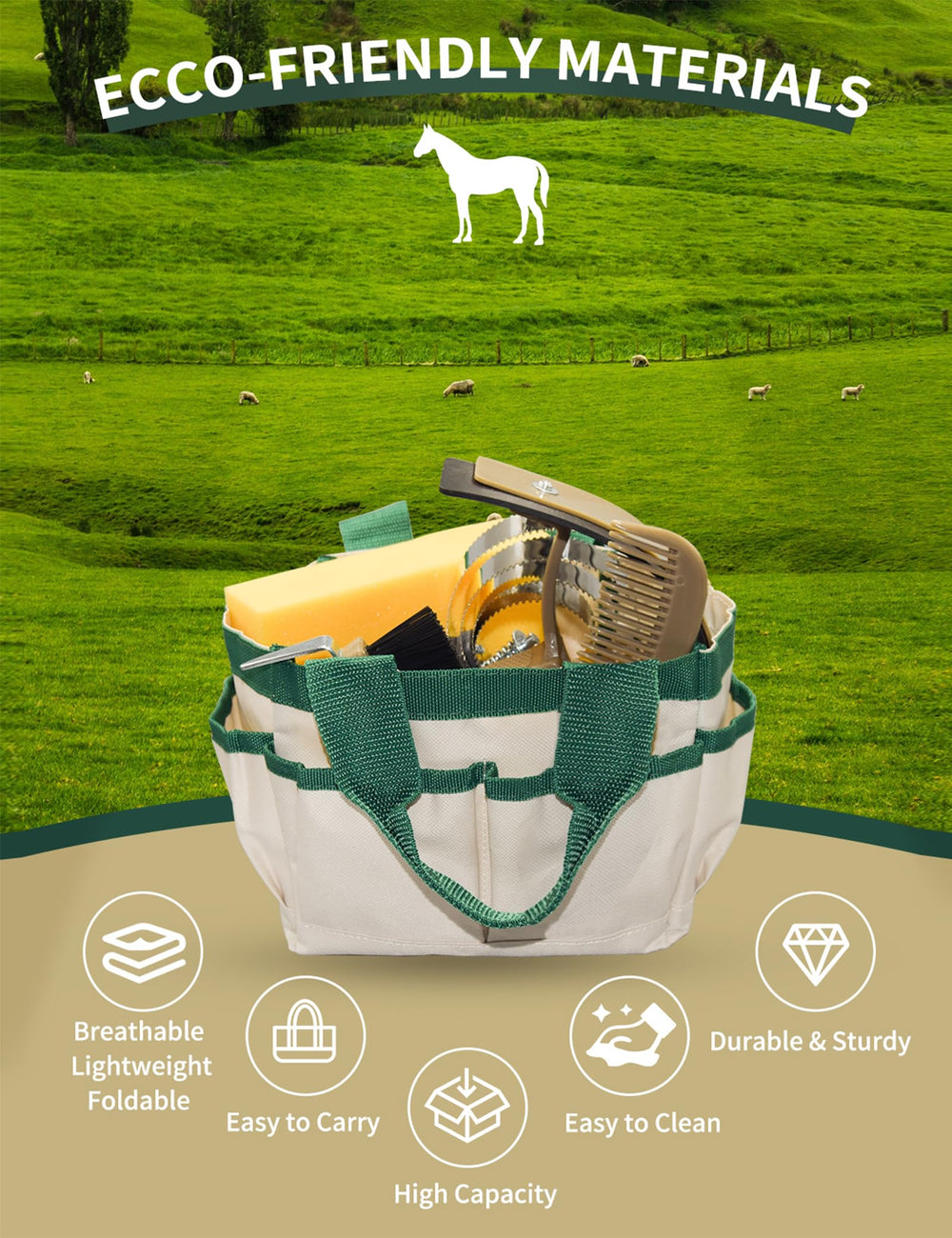 inoreal professional horse grooming kit curry comb close-up for gentle mane and coat grooming