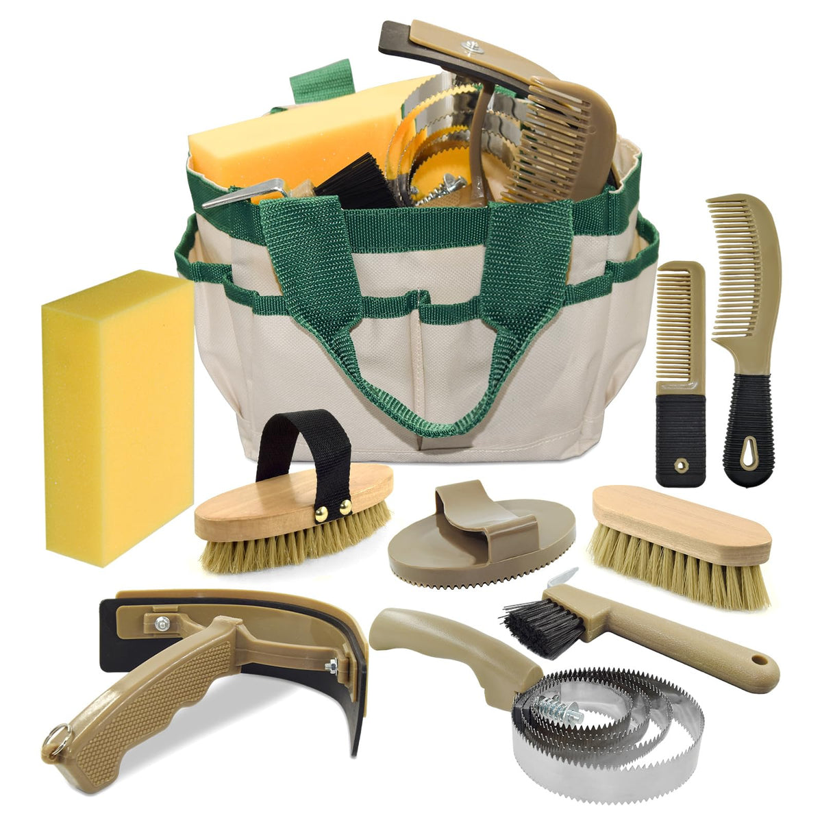 inoreal professional horse grooming kit soft brush close-up for gentle coat care and prepping