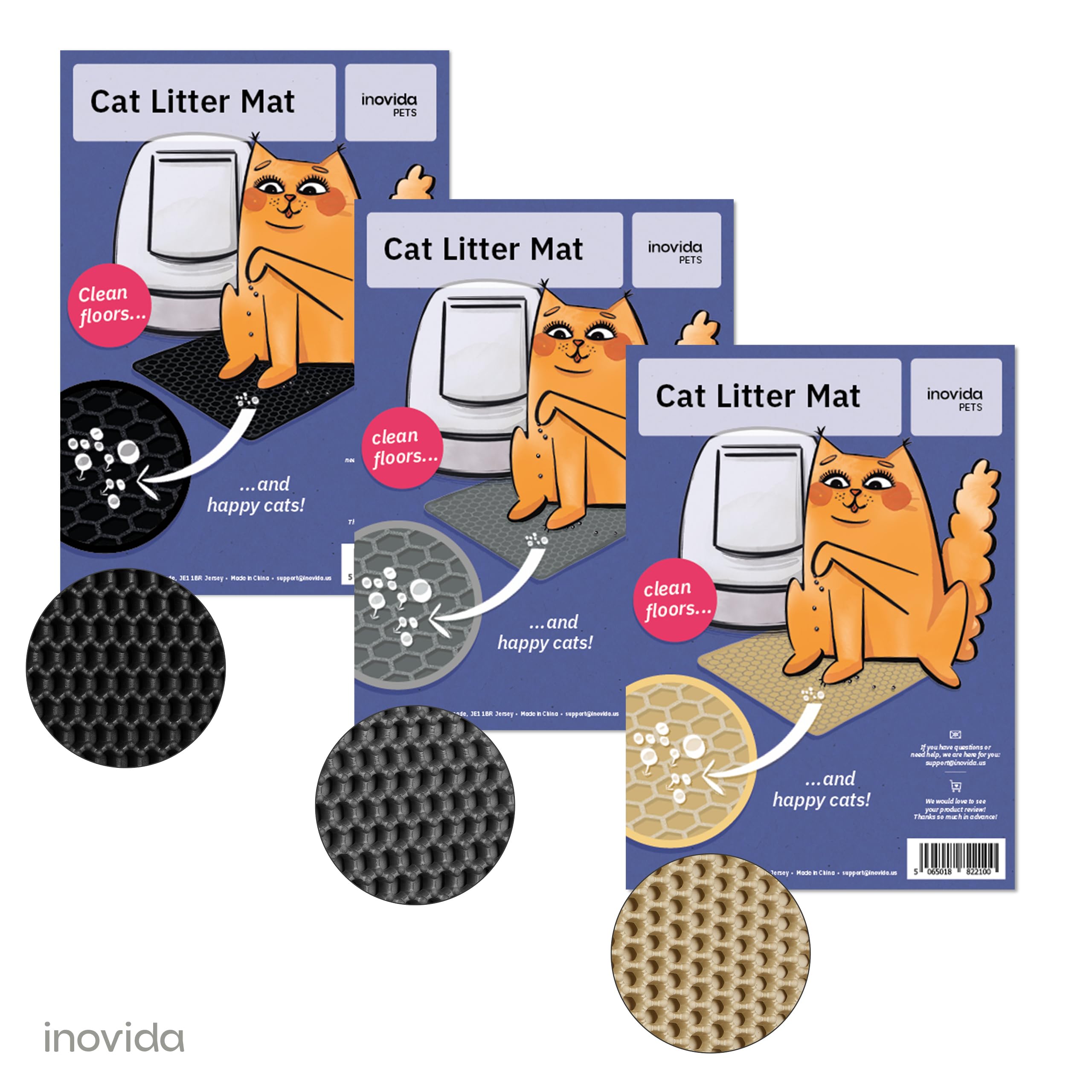 Inovida XS cat litter mat beige honeycomb design enables efficient litter containment.