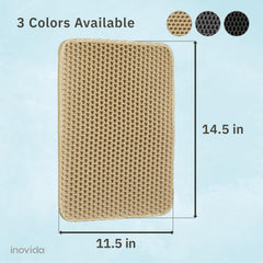 Inovida XS cat litter mat beige side profile shows compact footprint for tight spaces.