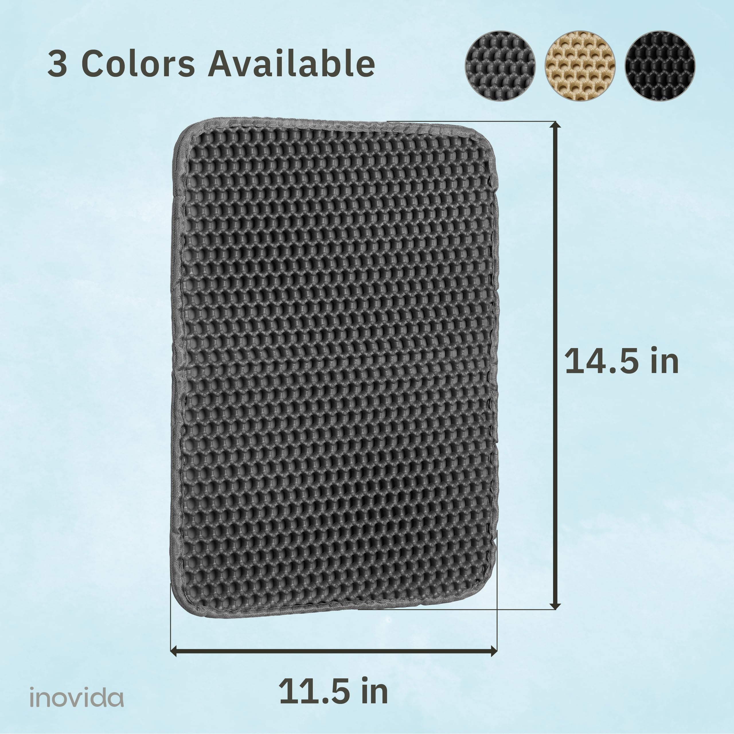 Inovida XS Cat Litter Mat Gray waterproof base prevents leaks on floors.