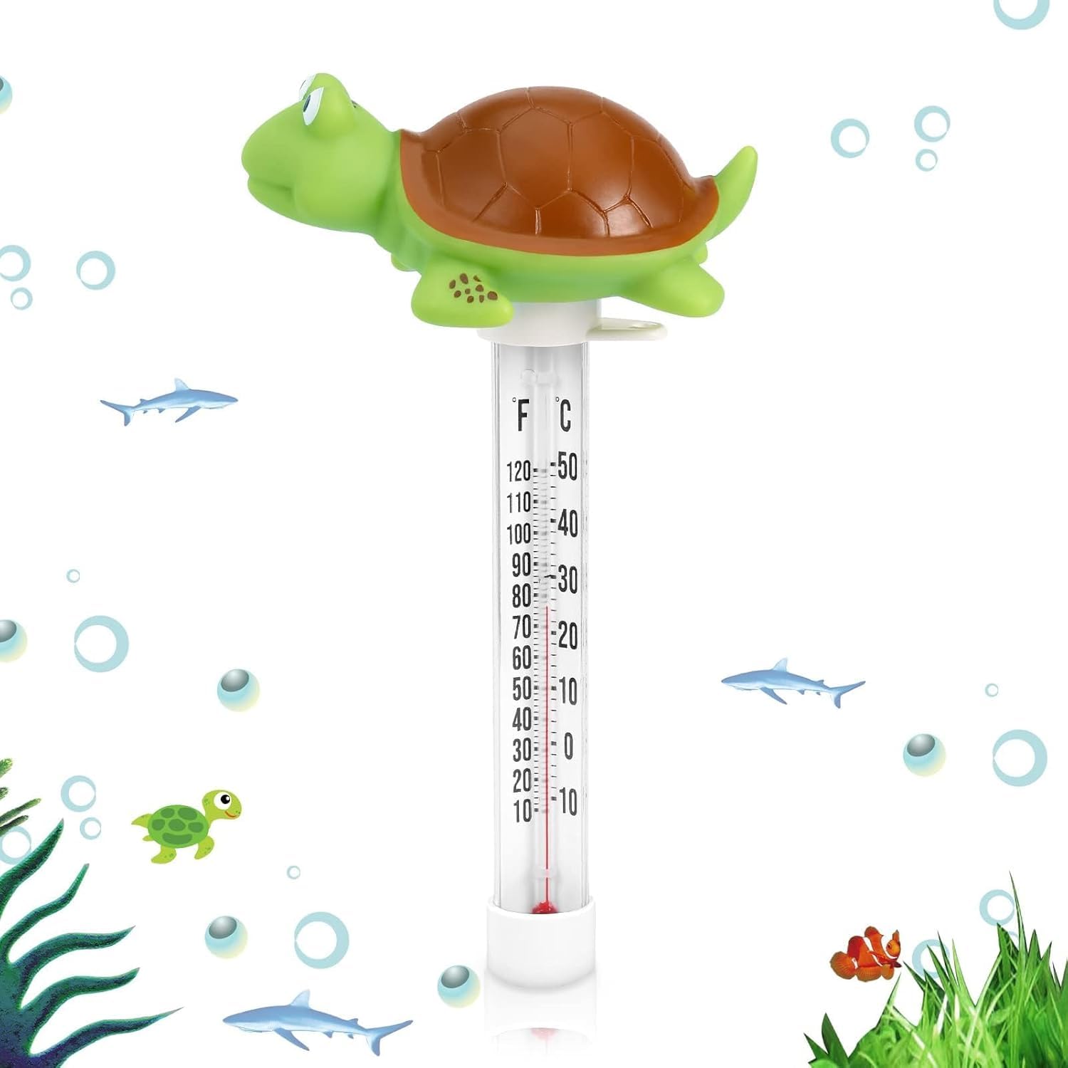 Inpool turtle-design thermometer adds playful style while easy to read water temp