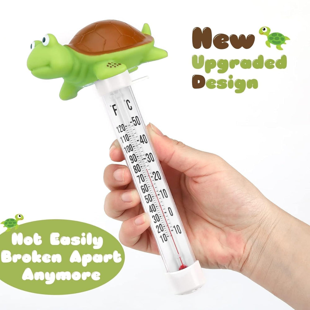 Inpool floating-thermometer-water-readout shows Fahrenheit and Celsius for precise checks