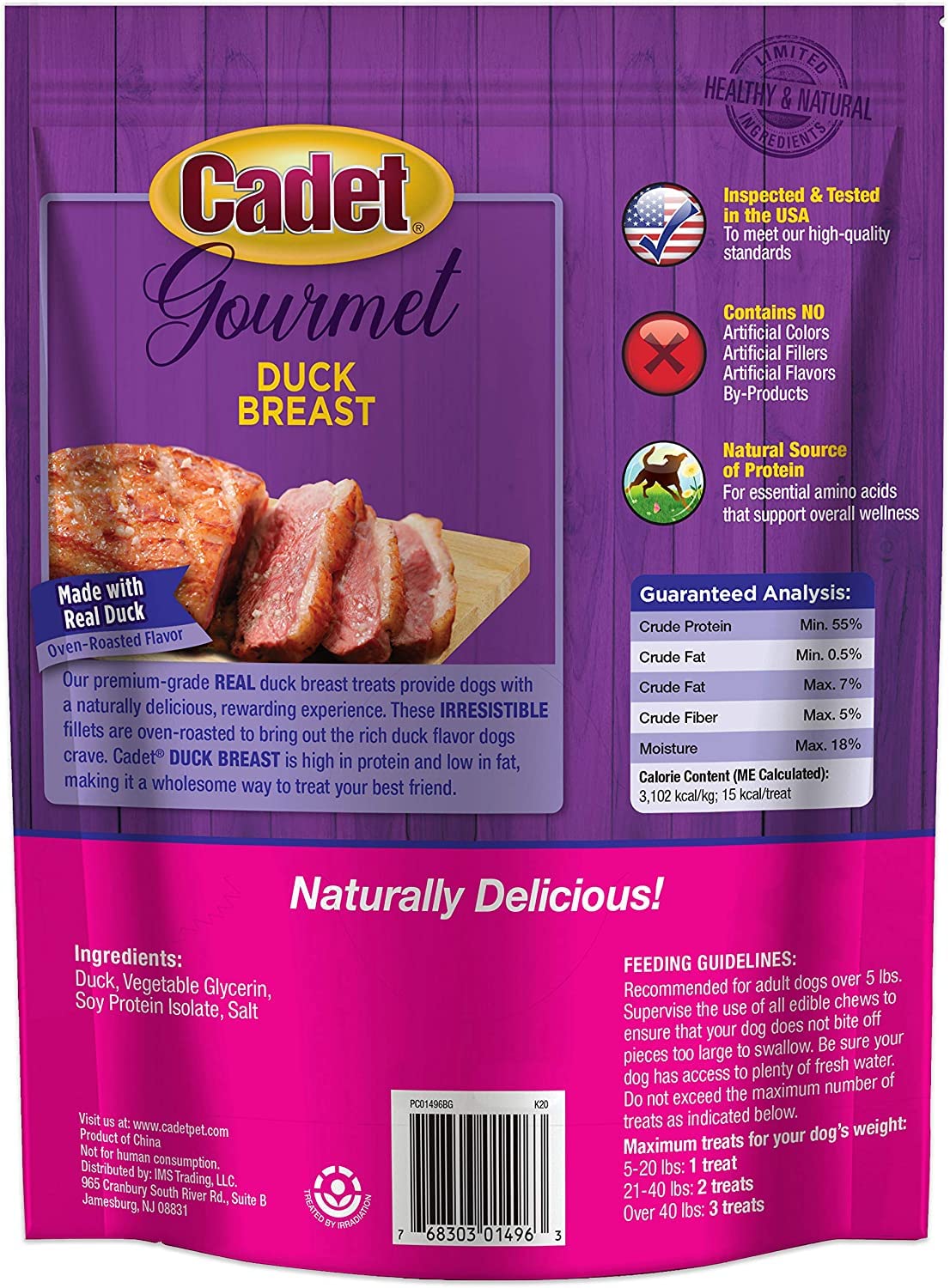 Closeup of InPrimeTime Cadet Duck Breast Fillets highlighting natural ingredients