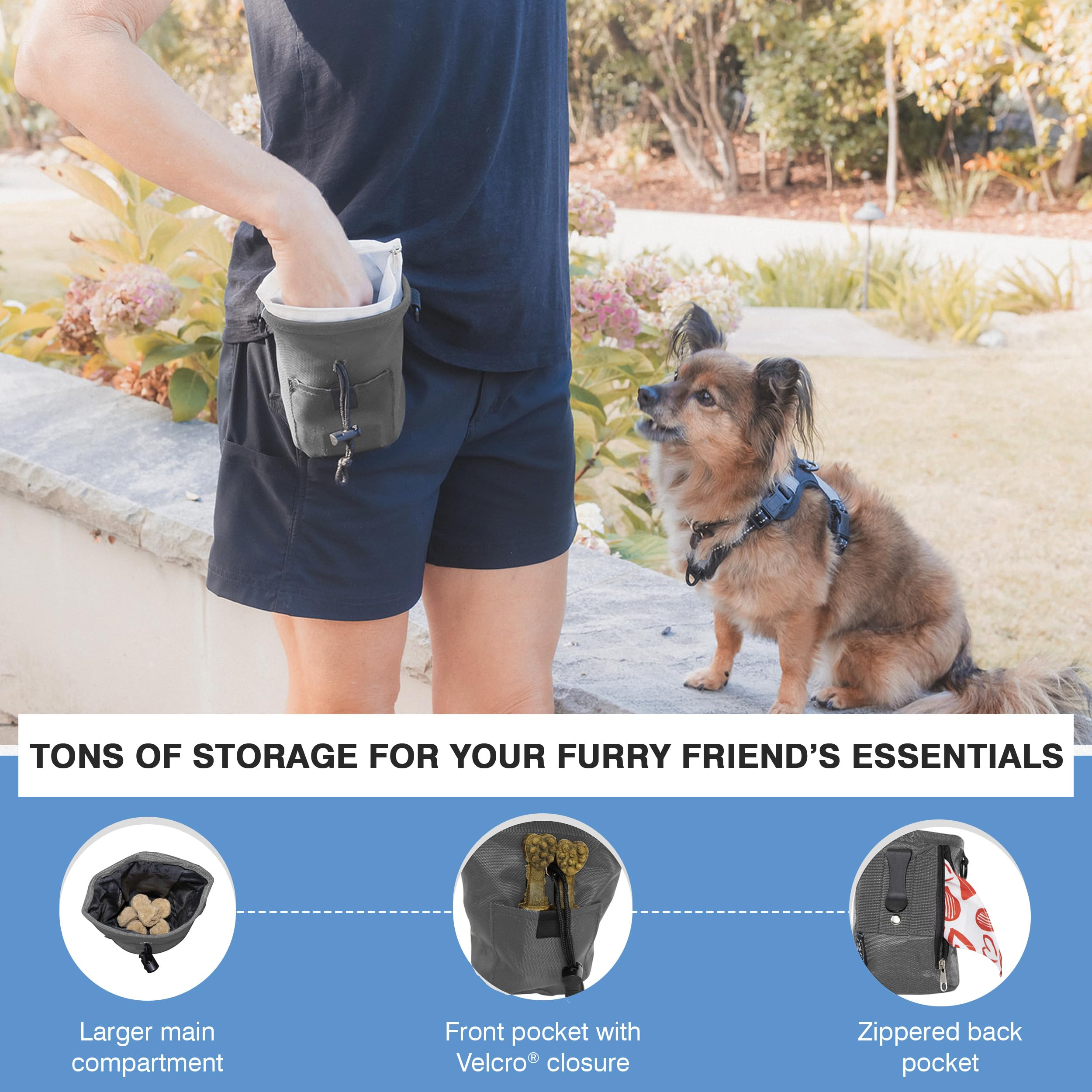 The Inquisitive Canine Little Dipper back zipper view provides discreet storage for essentials.
