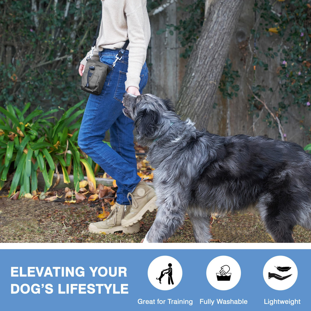 The Inquisitive Canine Little Dipper belt-loop view highlights belt carry for easier training.