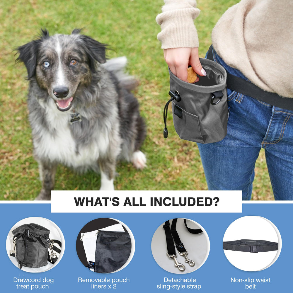 The Inquisitive Canine Little Dipper drawcord-closure close-up demonstrates secure access to treats.