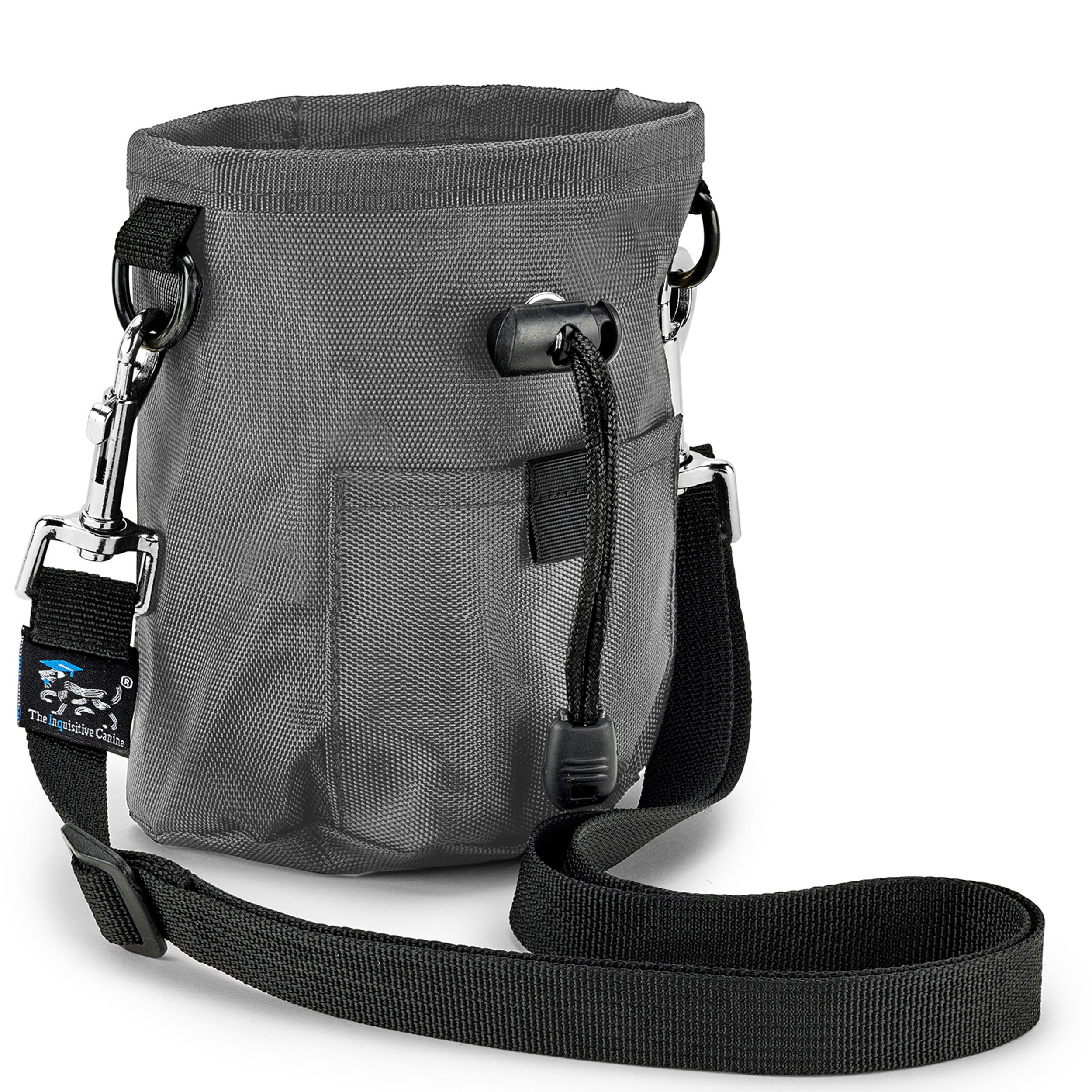 The Inquisitive Canine Little Dipper front view shows compact training pouch for quick treats.