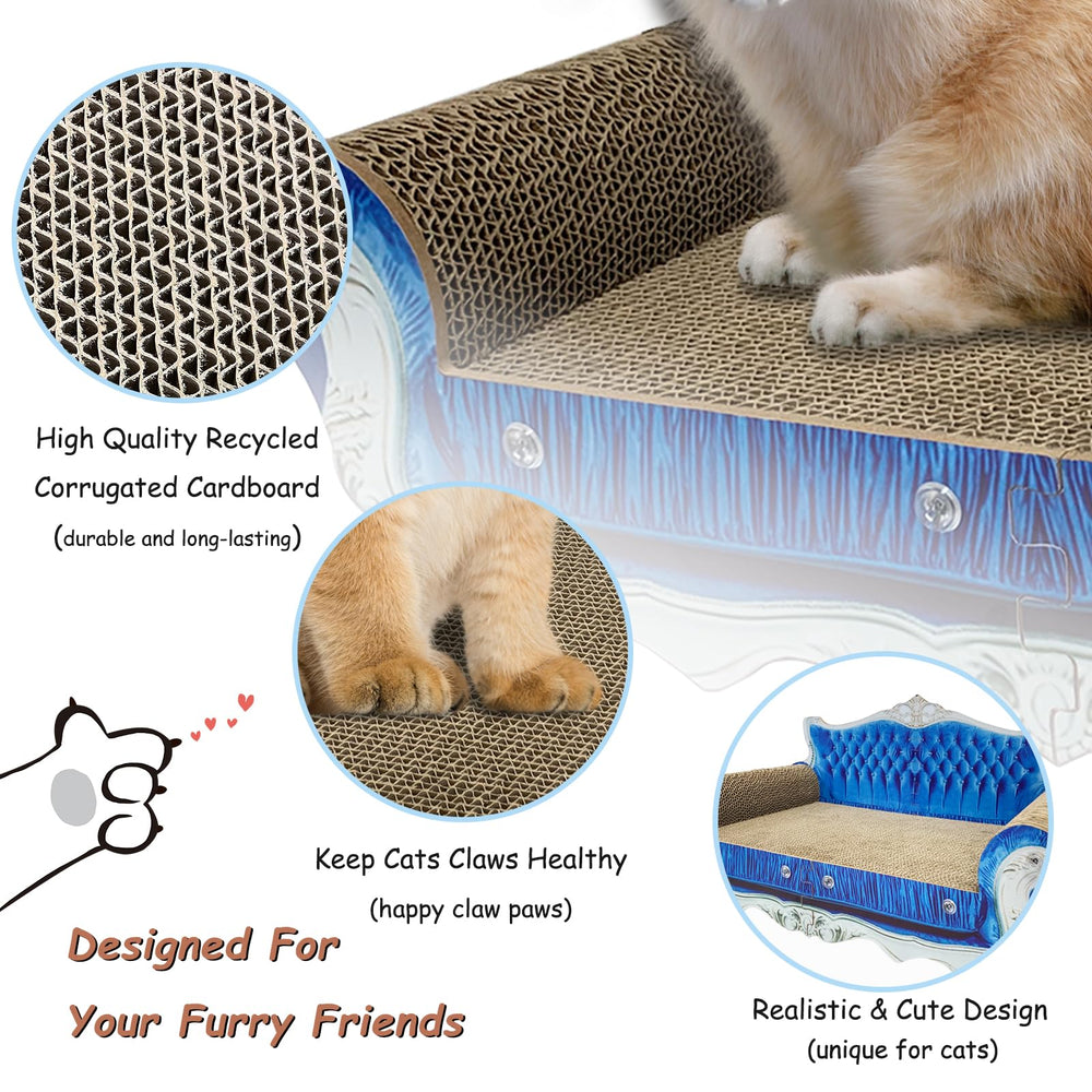 INRLKIT Cat Scratcher Sofa—cat lounging on sofa bed, illustrating cozy 22-lb weight support.