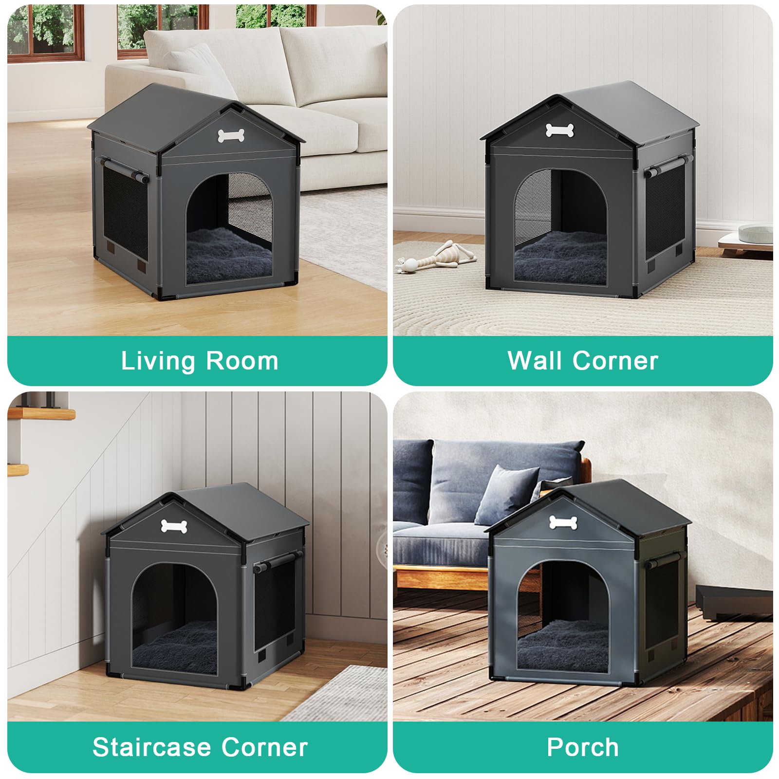 INRLKIT dog-house-double-sided-cushion features warm velvet for winter comfort.