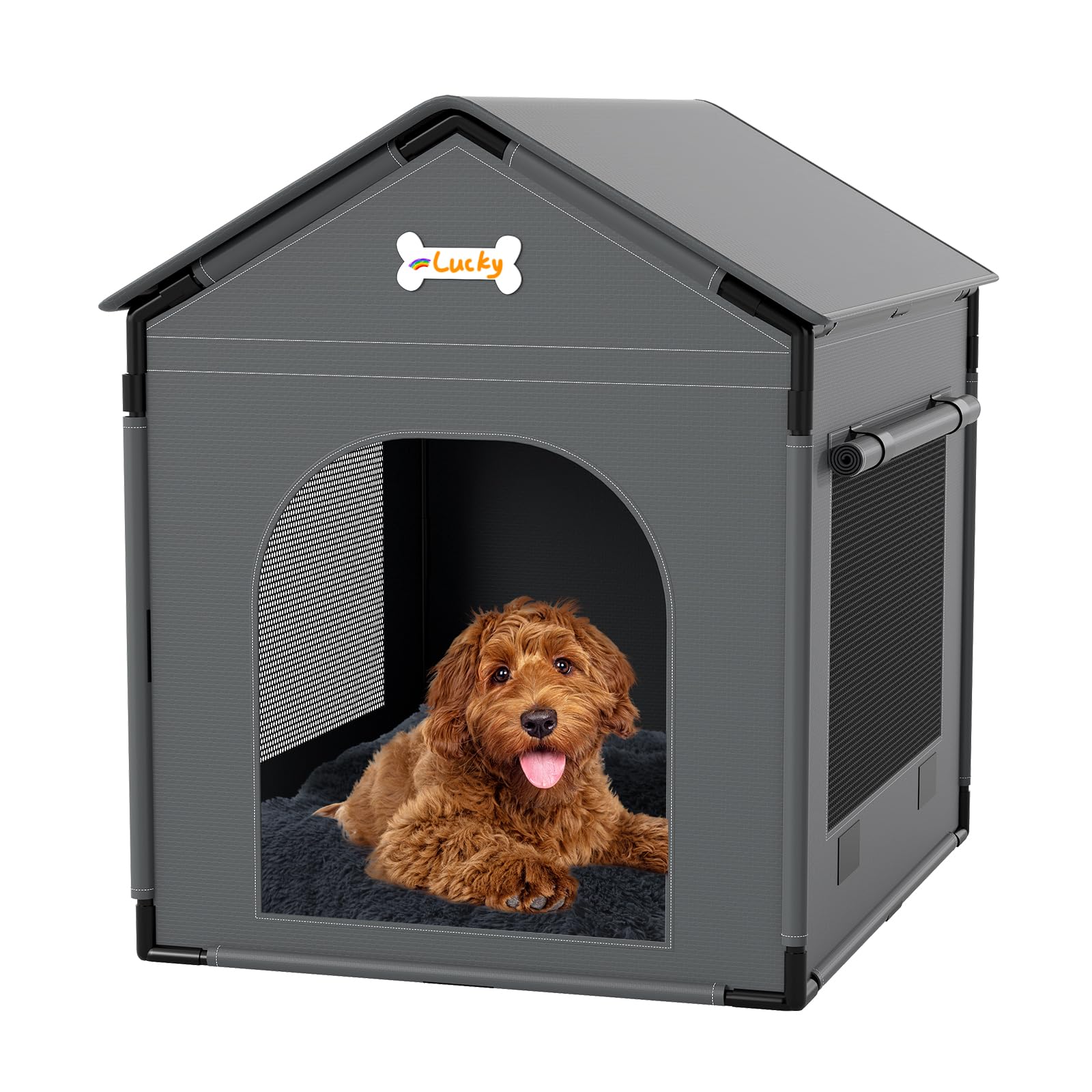 INRLKIT dog-house-privacy-curtains offer a calm private space.