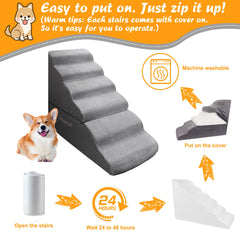 INRLKIT dog stairs anti-slip bottom keeps pets secure on smooth floors