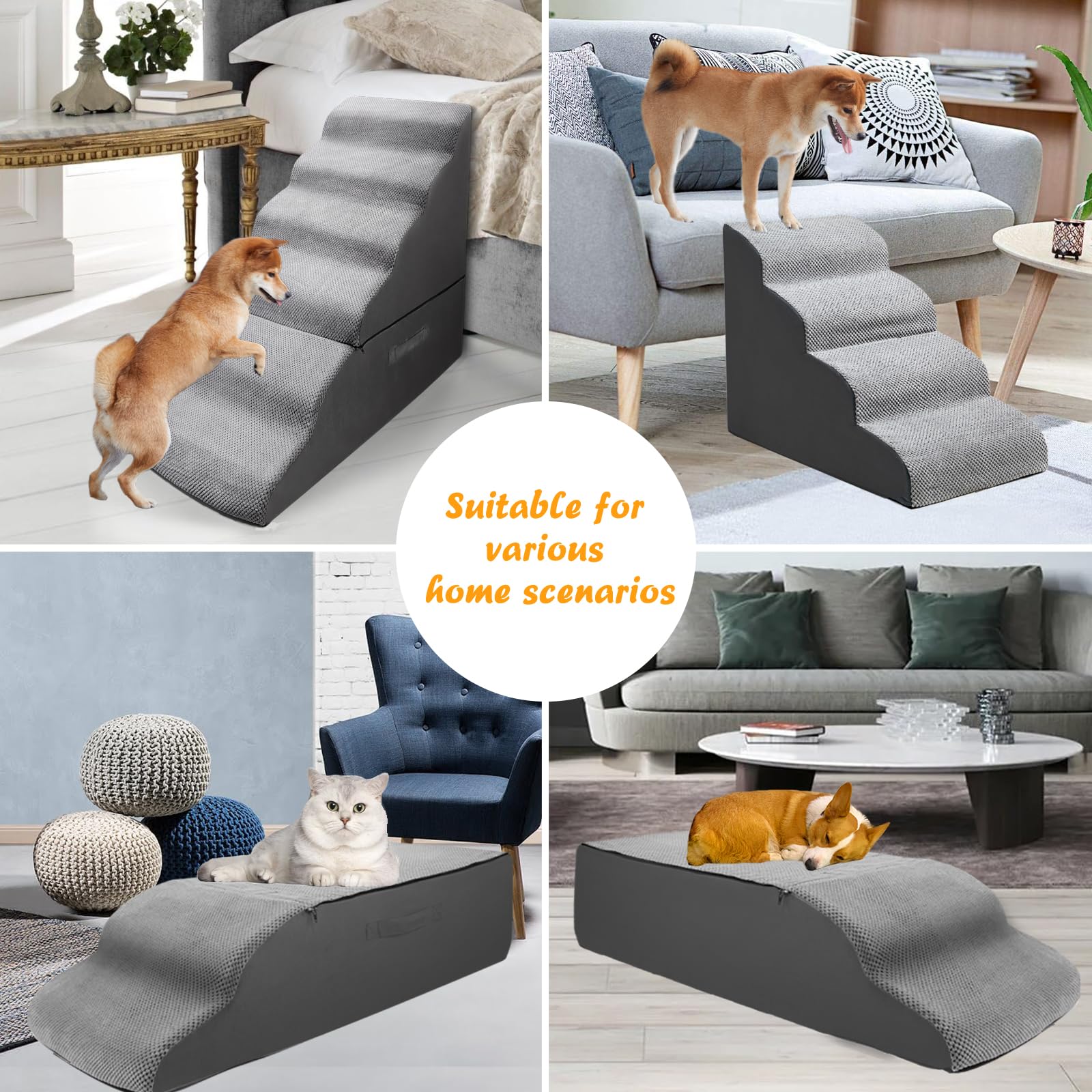 INRLKIT dog stairs high-bed-compatible design supports pets reaching elevated beds