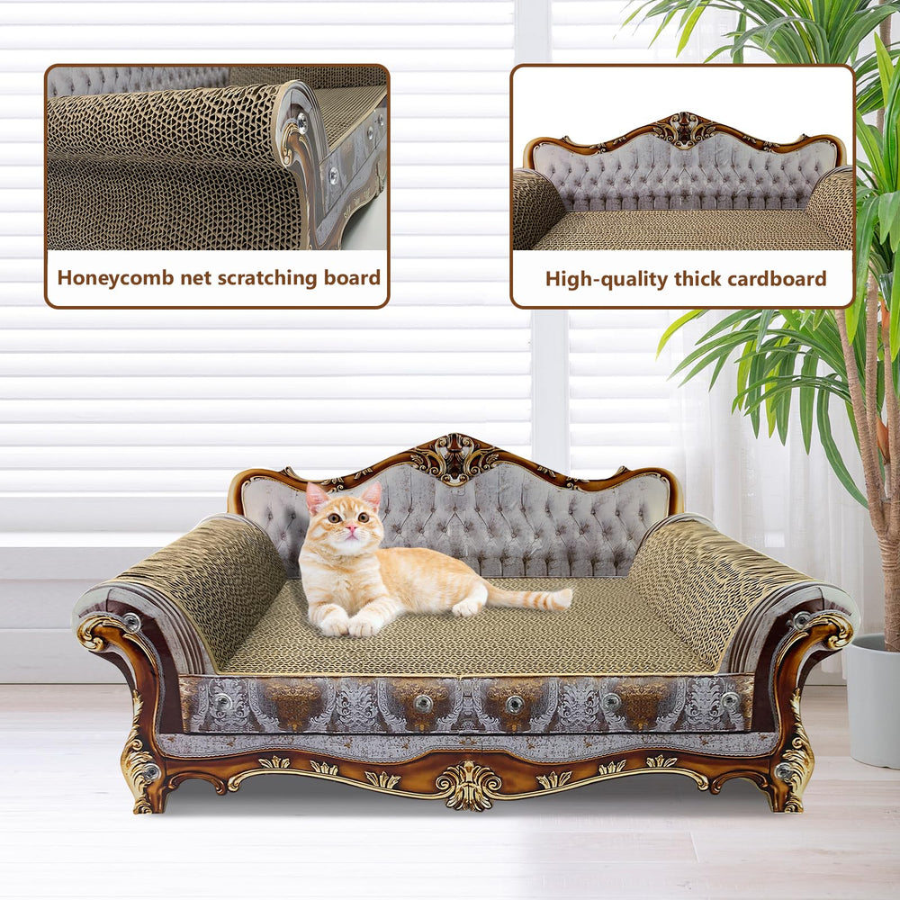 INRLKIT luxury cardboard cat scratcher sofa close-up shows cardboard texture and non-toxic materials