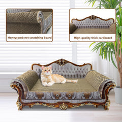 INRLKIT luxury cardboard cat scratcher sofa close-up shows cardboard texture and non-toxic materials