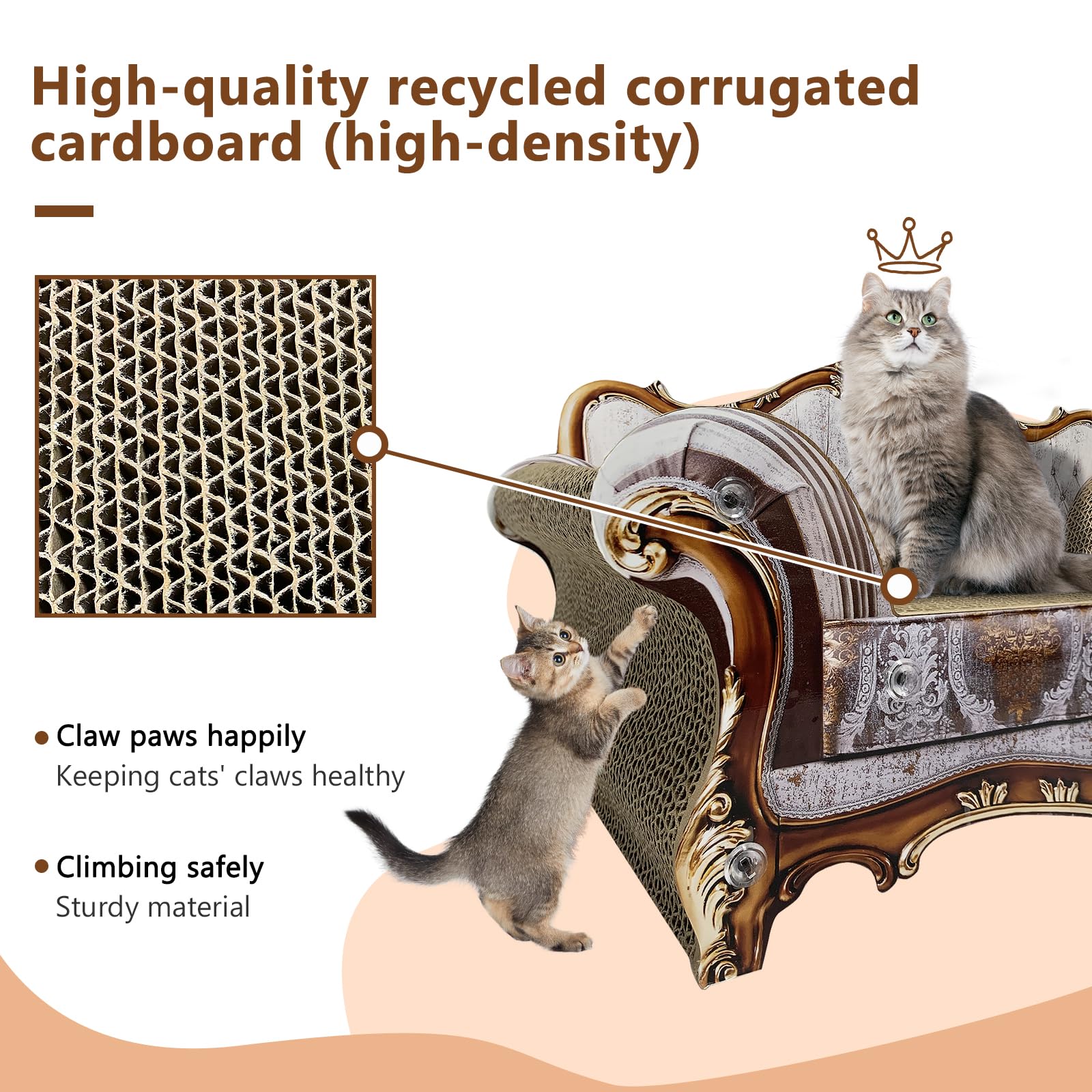 INRLKIT luxury cat scratcher sofa elevated view demonstrates furniture-protecting design